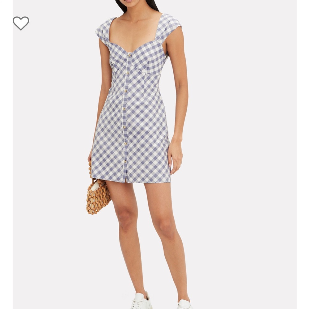 Saylor Hadleigh Gingham blue white Mini Dress S